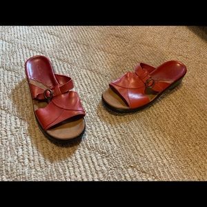 Clarks red sandals size 8